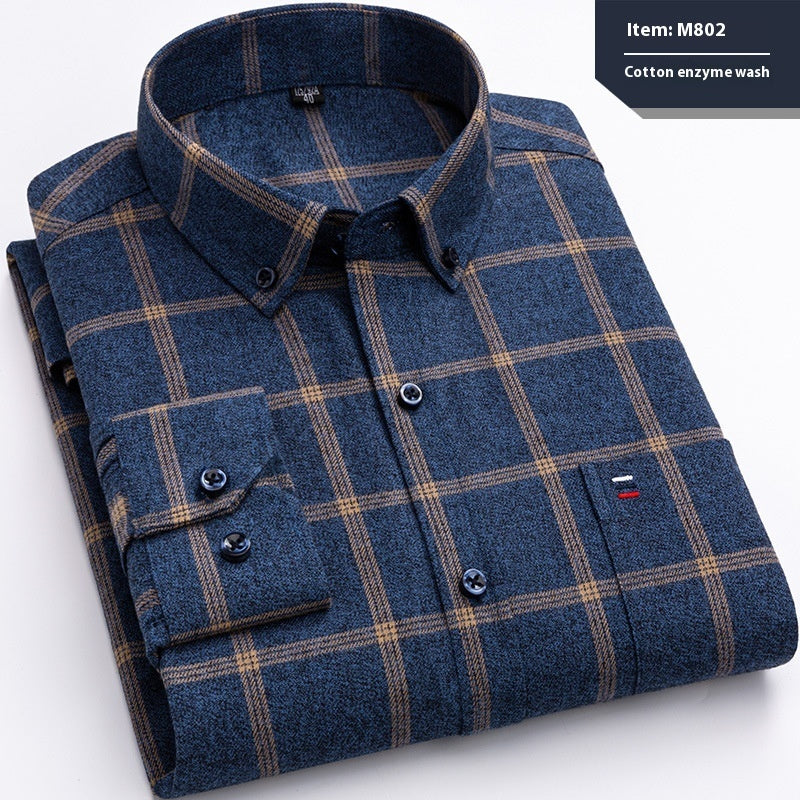 Cotton long-sleeved shirt with check pattern, business, slim fit