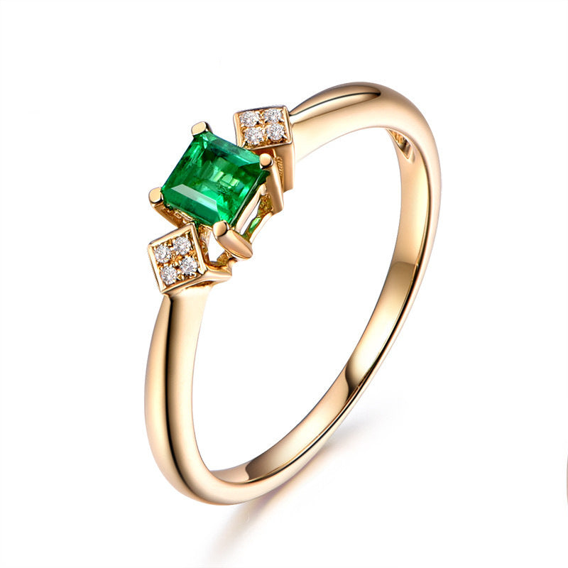 18K Gold Plated Emerald Ring – Elegance in a Square Design