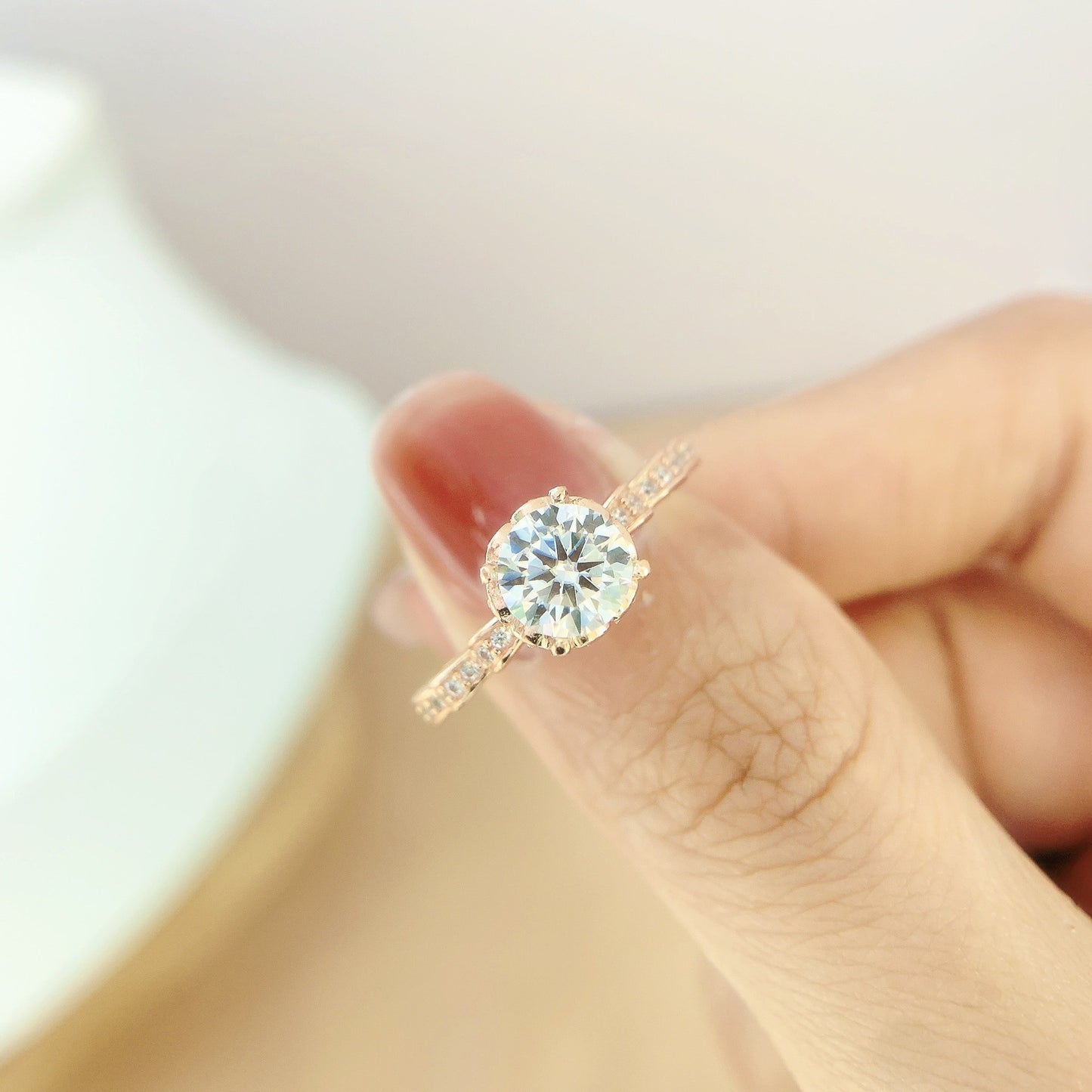 Moissanit-Champagner-Gold-Diamantring – Ethnischer Stil für Damen