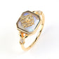Anillo de plata S925 con baño de oro K y labradorita natural - diseño vintage para mujer