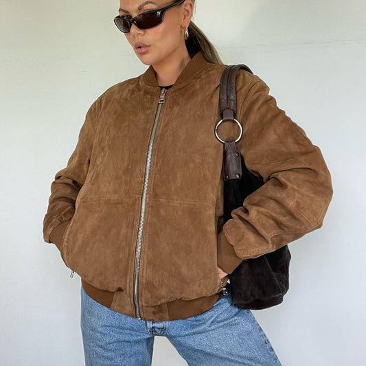 Retro Street Style Einfarbige Loose Hot Girl Zipper Jacke