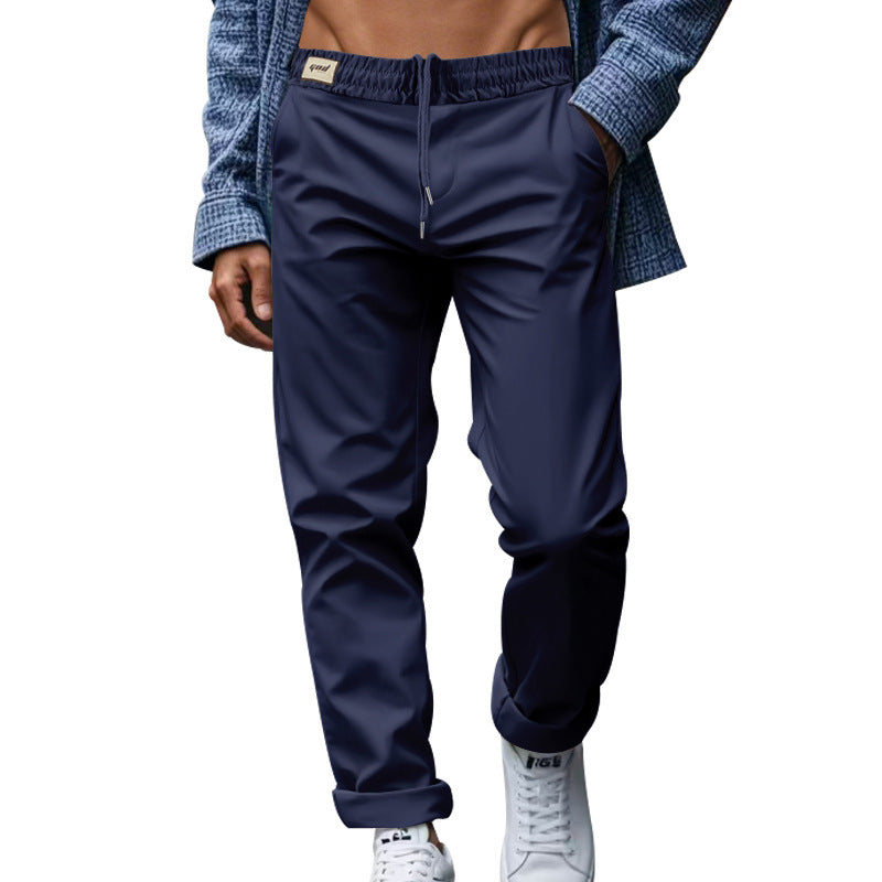 Men's Loose Comfortable Quick-drying Waist-tied Casual Business Pants in Solid Color