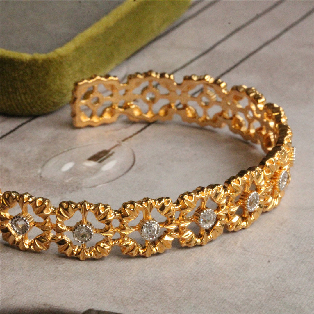 925 Silber Gold Plattiertes Offenes Armband