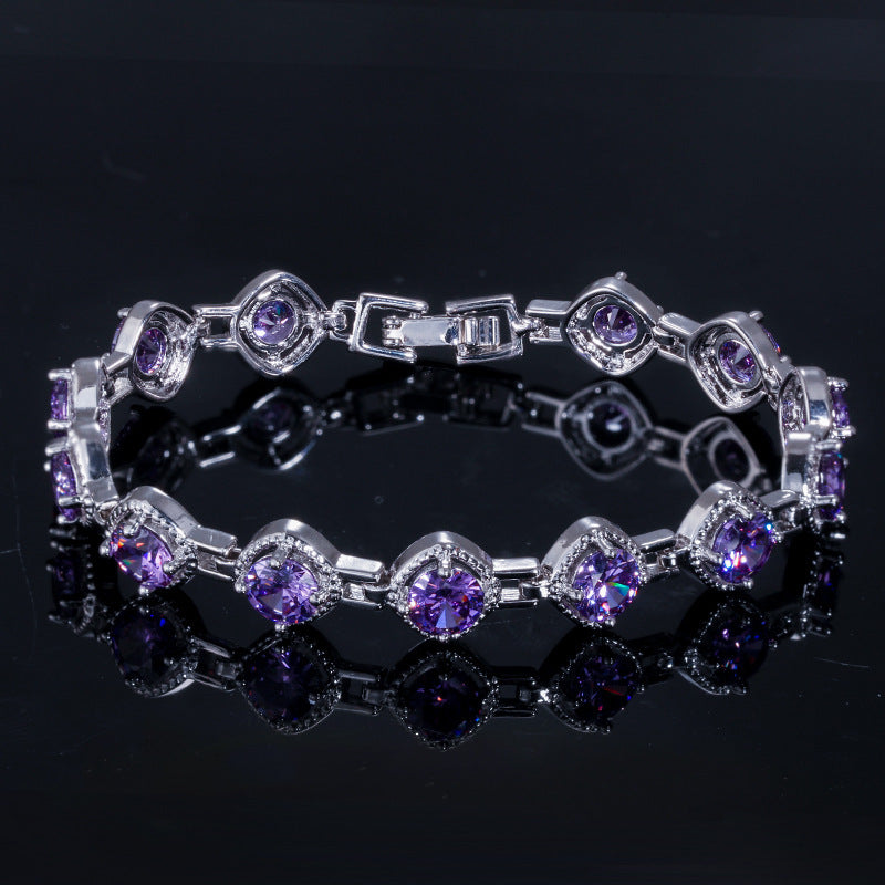 Elegantes Strass-Ketten Armband in Weißgoldfarbe mit Funkelnden Kubischen Zirkonien für Damen