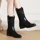 Women's cowboy boots - fashionable mid-calf boots with low heels 