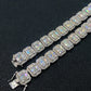S925 Silber Inlay Rechteckiger Moissanite Cuban Link Kette