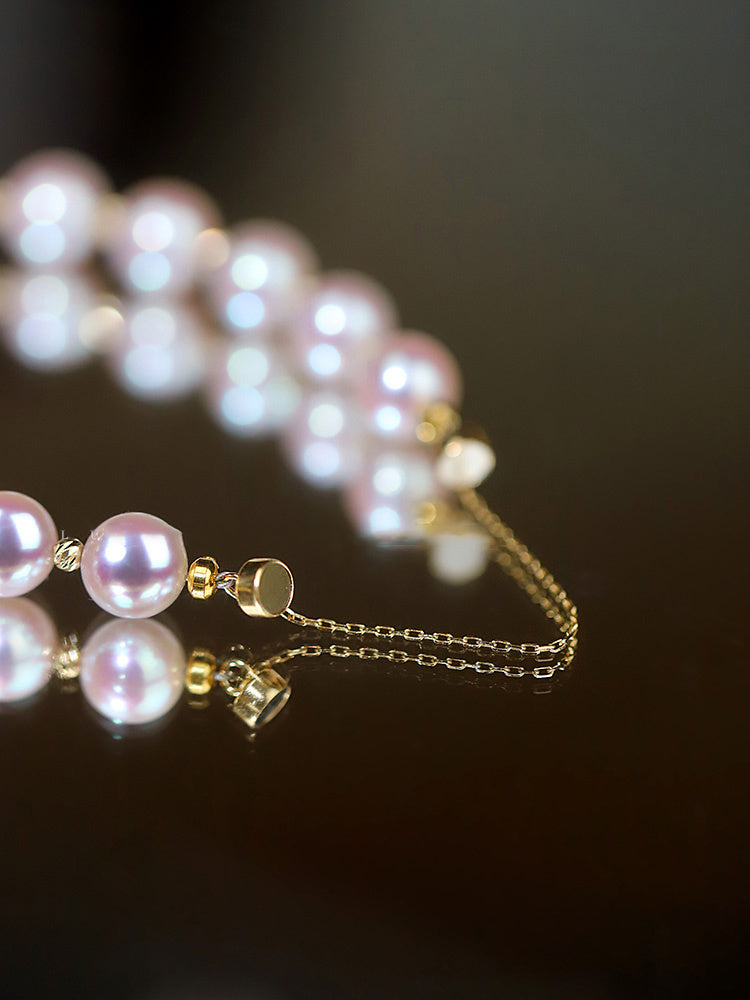 Blaue Rose Laser 18K Gold Perlen-Armband