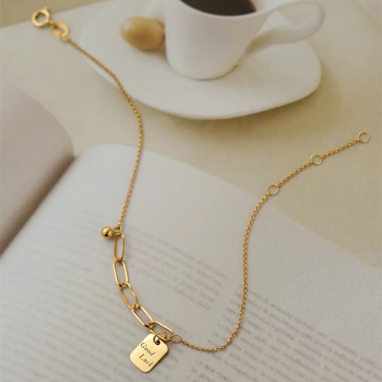 18K Gold Quadrat-Halskette Armband für Frauen
