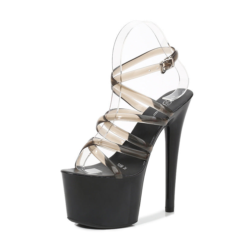 Extravagant High Heel Platform Sandals – Transparent Strappy Shoes for Women with Super High Heels