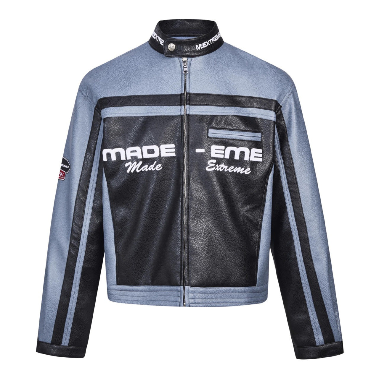 American motorcycle jacket with contrast stitching – fashionable PU leather look for spring and autumn