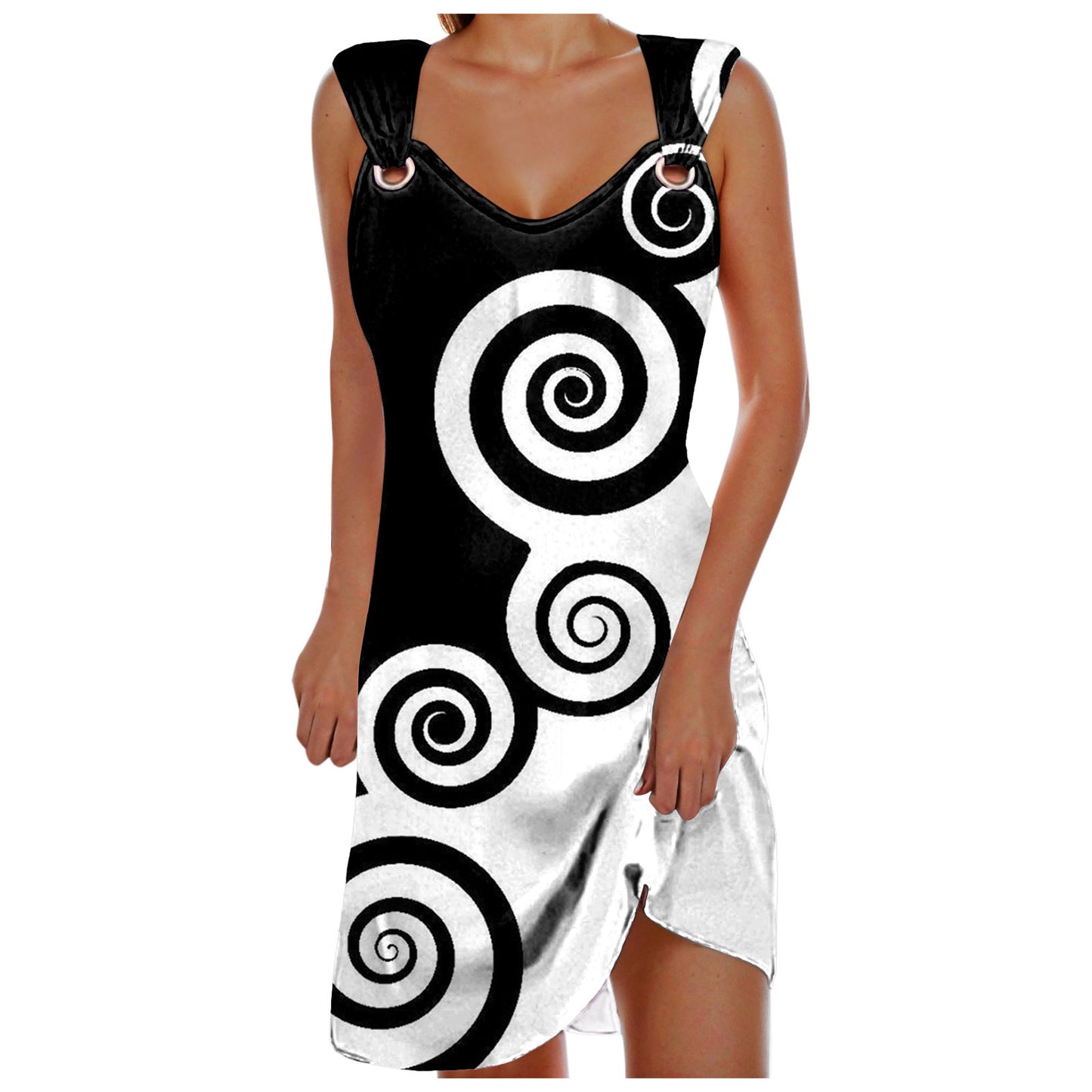 Eyelet Buckle Vest Camisole Dress with Hip Emphasis