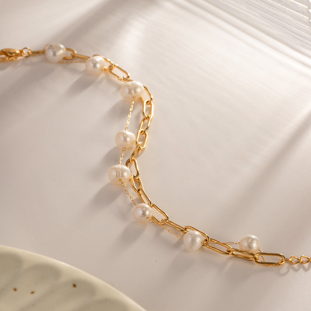 Französisches Elegantes Armband – Damen Süßwasserperlen-Armband