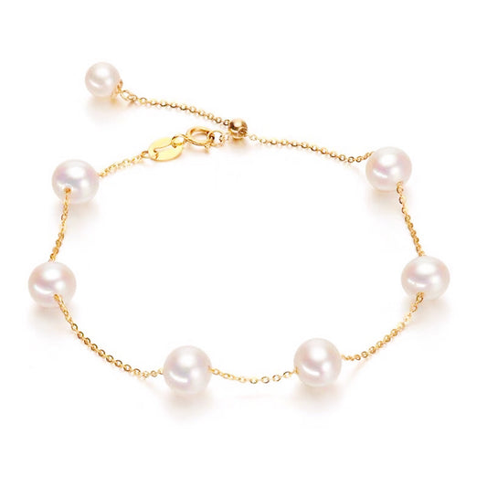 Pulsera de perlas de oro de 18 quilates: elegancia y lujo atemporales 