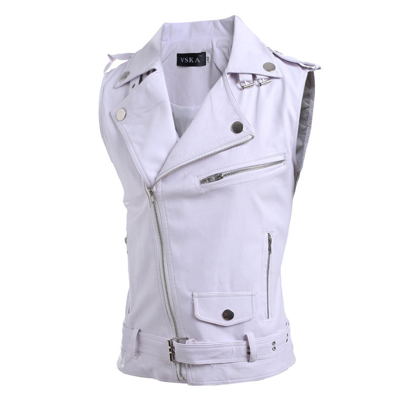 Zip-Fit Slim Revers Kurze PU-Lederweste