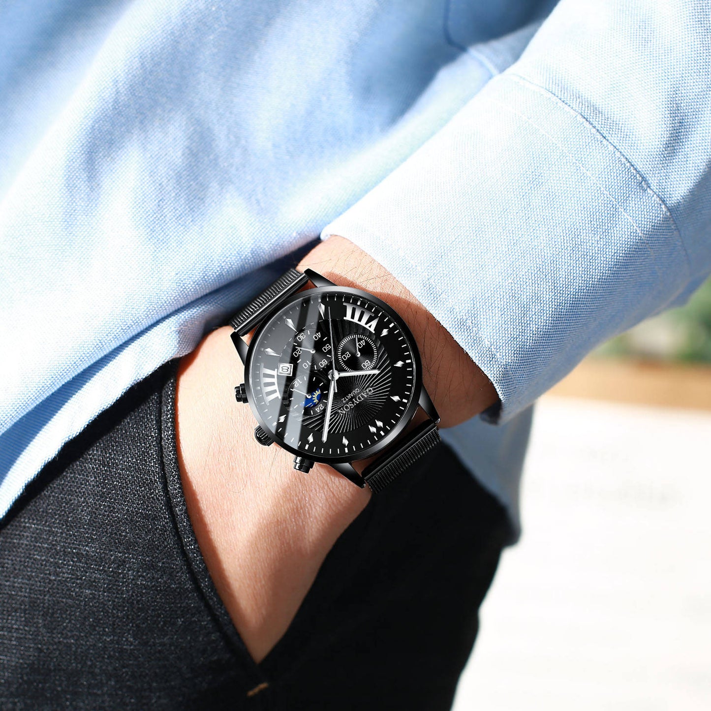 Men's Alloy Mesh Strap Watch