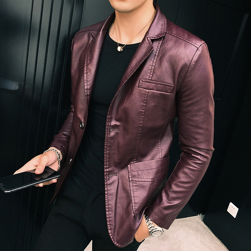 Fashionable casual men's suit leather jacket