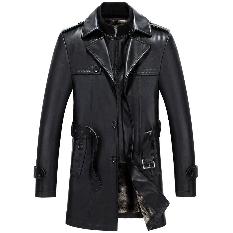 Men's Leather Jacket, Mid-Length Sheepskin Suit