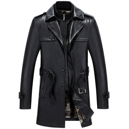 Men's Leather Jacket, Mid-Length Sheepskin Suit