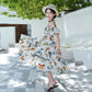 Tailliertes Blumendesign Kleid mit Schmetterlingen