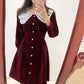 Vestido de terciopelo dorado francés para mujer