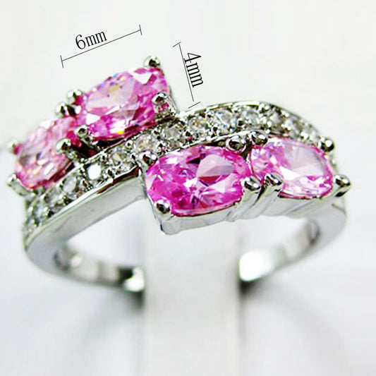 10KT White Gold Ring with 4 Diamonds – Vintage Elegance for Women