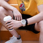 Transparent men's watch with skeleton design