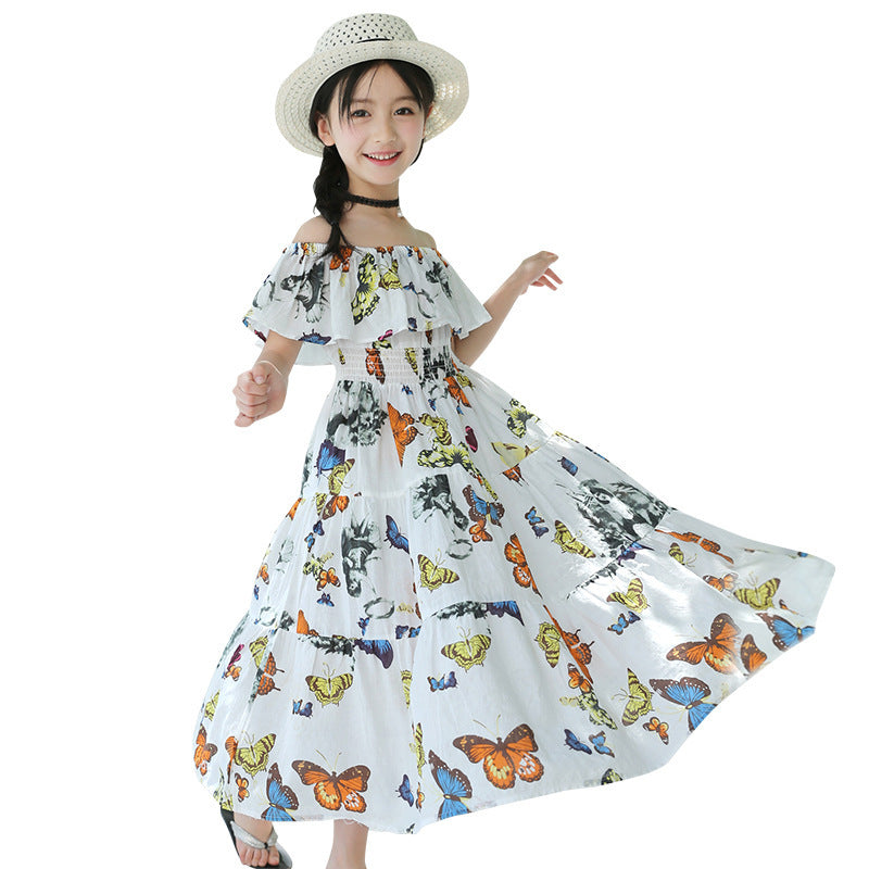 Tailliertes Blumendesign Kleid mit Schmetterlingen