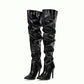 Women's Overknee Boots - Fashionable High Heel Party Boots with Pointed Toe
