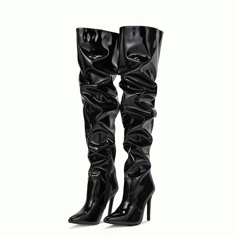 Women's Overknee Boots - Fashionable High Heel Party Boots with Pointed Toe