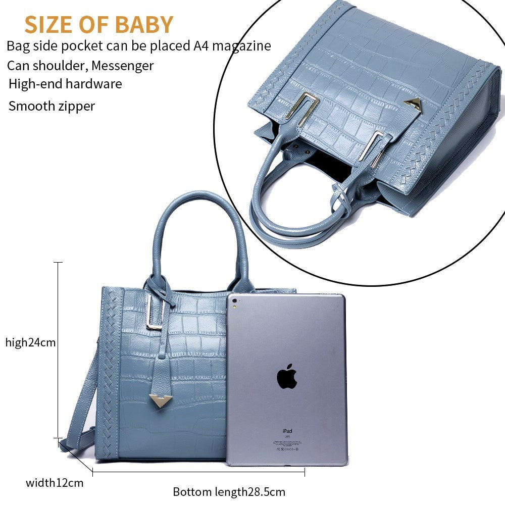Women's leather handbag with crocodile embossing - elegance in Korean style