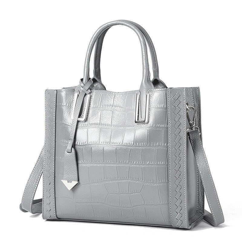 Women's leather handbag with crocodile embossing - elegance in Korean style