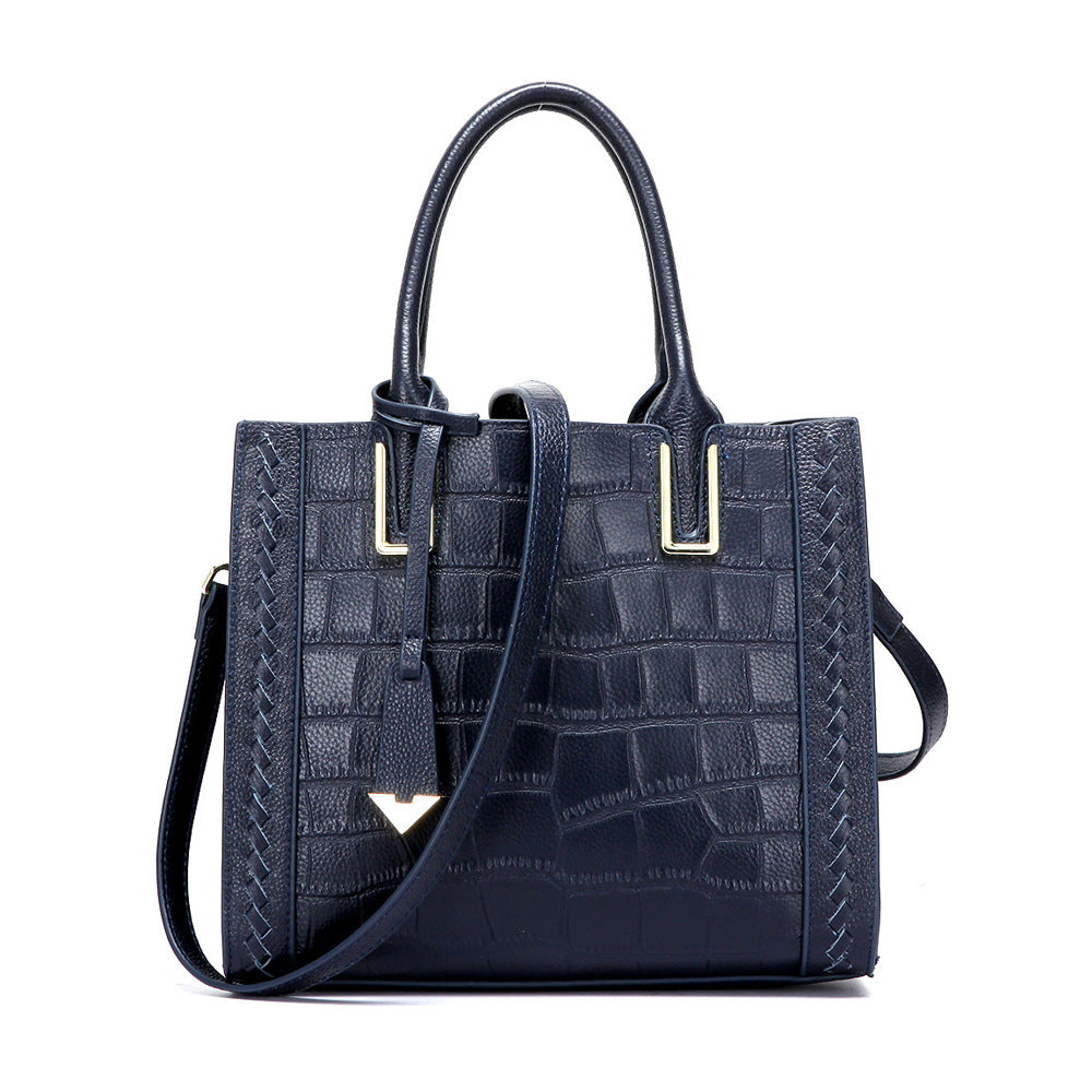 Women's leather handbag with crocodile embossing - elegance in Korean style