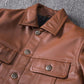 Top Layer Cowhide Leather Single-Breasted Men's Lapel Jacket Leather Jacket