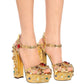 Goldene Barock High Heel Sandaletten mit Spiegelglanz