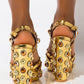 Goldene Barock High Heel Sandaletten mit Spiegelglanz