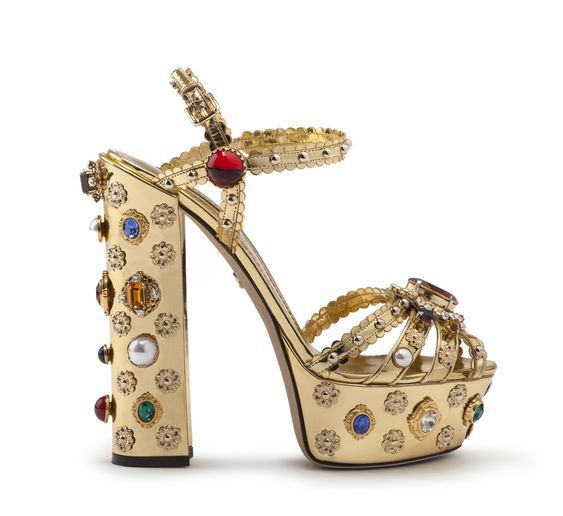 Goldene Barock High Heel Sandaletten mit Spiegelglanz