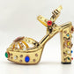 Goldene Barock High Heel Sandaletten mit Spiegelglanz