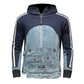 Trendy high-street sweater with denim details and multiple pockets