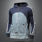 Trendy high-street sweater with denim details and multiple pockets