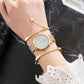 Marke Exquisite Mattierte Sternenhimmel Stahlbanduhr mit Diamant Hypoallergenem Armband Kombinationsuhr