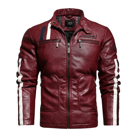 Men's Leather Clothing Tide Motorcycle Leather Jacket Washed Plus Cotton Leather Jacket