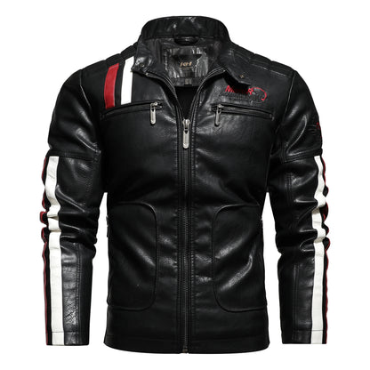 Men's Leather Clothing Tide Motorcycle Leather Jacket Washed Plus Cotton Leather Jacket