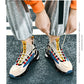 Atmungsaktive High-Top-Fly-Woven-Sportschuhe – Lässige Sportsocken-Laufschuhe mit dickem Profil