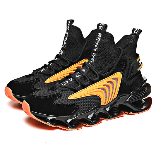 Breathable High-Top Fly Woven Sports Shoes - Casual Thick-Tread Sports Sock Running Shoes