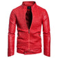 Men's Long Sleeve Zipper Cardigan Leather Jacket Leather Coat