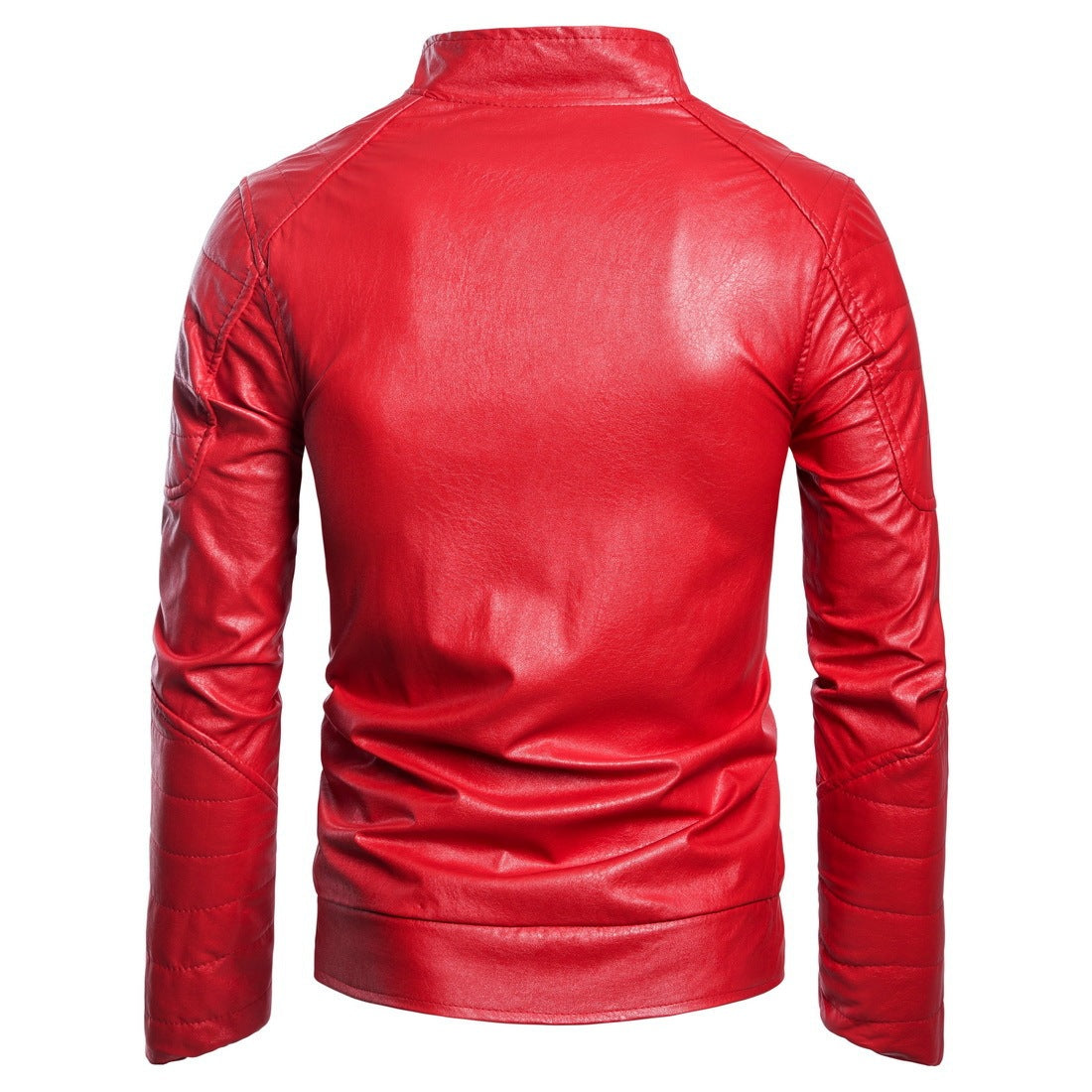Men's Long Sleeve Zipper Cardigan Leather Jacket Leather Coat