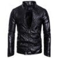 Men's Long Sleeve Zipper Cardigan Leather Jacket Leather Coat