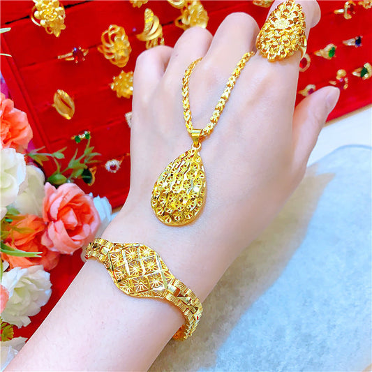 Juego de pulsera de oro y arena de simulación de Vietnam para mujer con collar