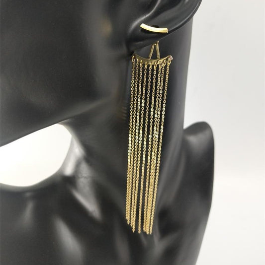 Pendientes largos con borlas bañados en oro