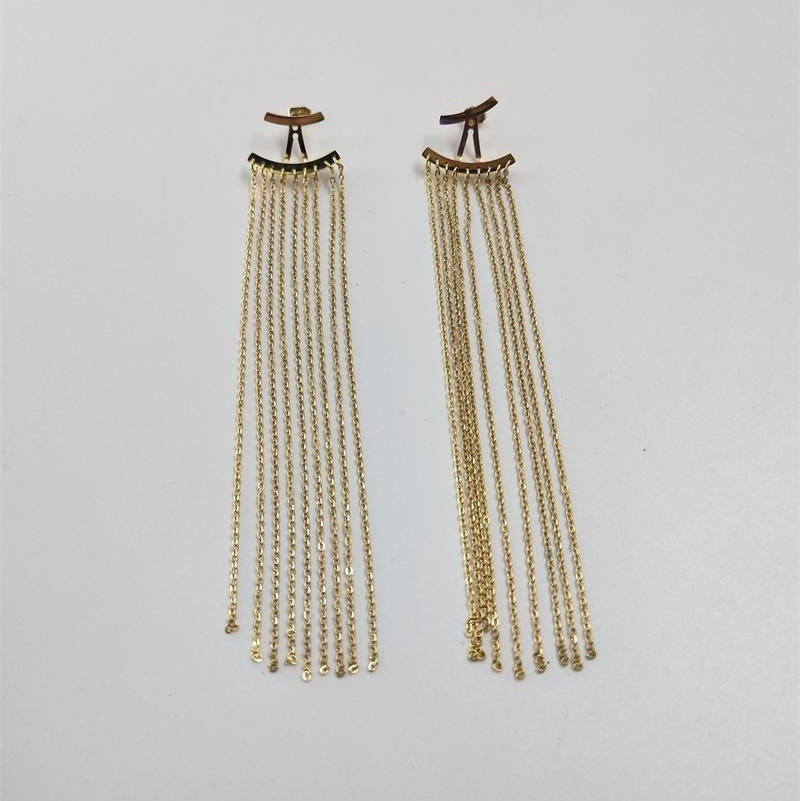 Pendientes largos con borlas bañados en oro